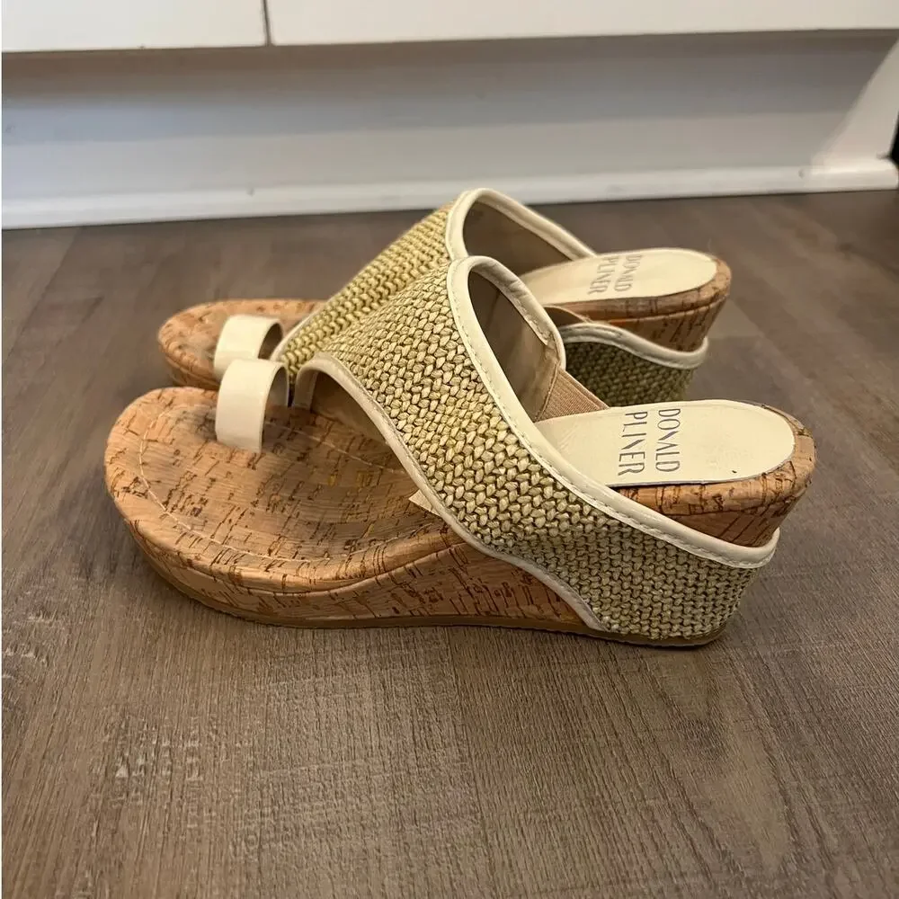 Donald Pliner Gyer Cork Raffia Wedge Sandals